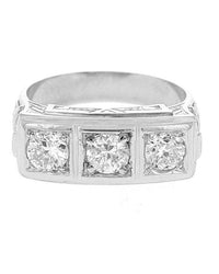 European Diamond Horizontal Vintage Ring