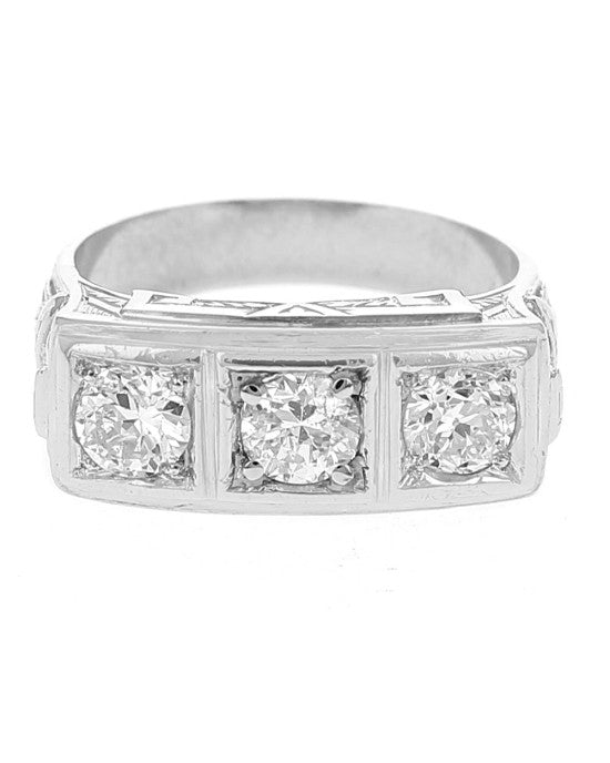 European Diamond Horizontal Vintage Ring
