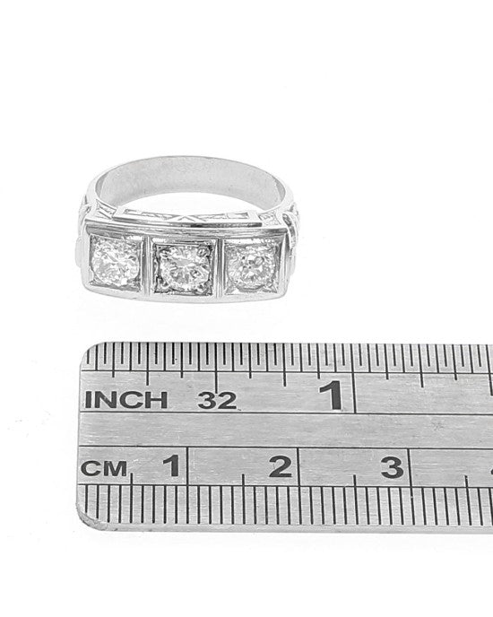 European Diamond Horizontal Vintage Ring