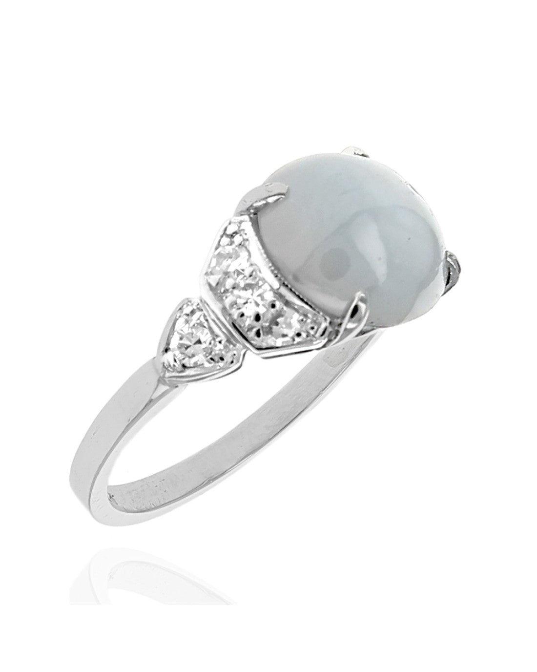 Gray Star Sapphire and Diamond Accent Ring in Platinum