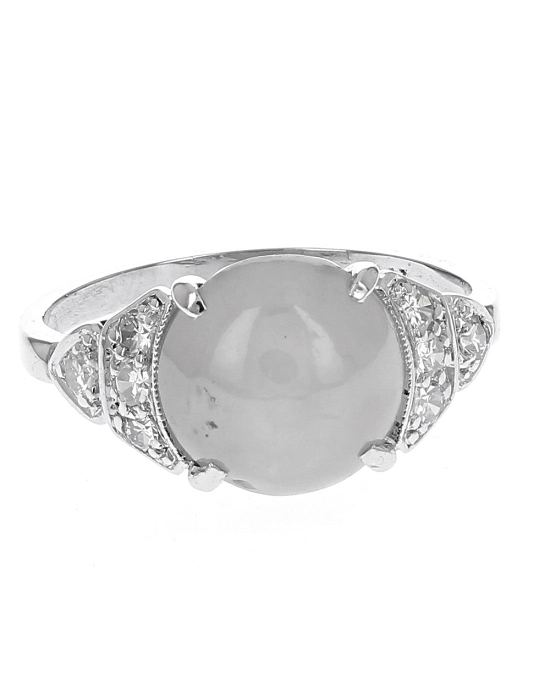 Gray Star Sapphire and Diamond Accent Ring in Platinum