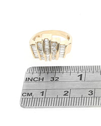 5 Row Alternating Baguette and Round Diamond Ring