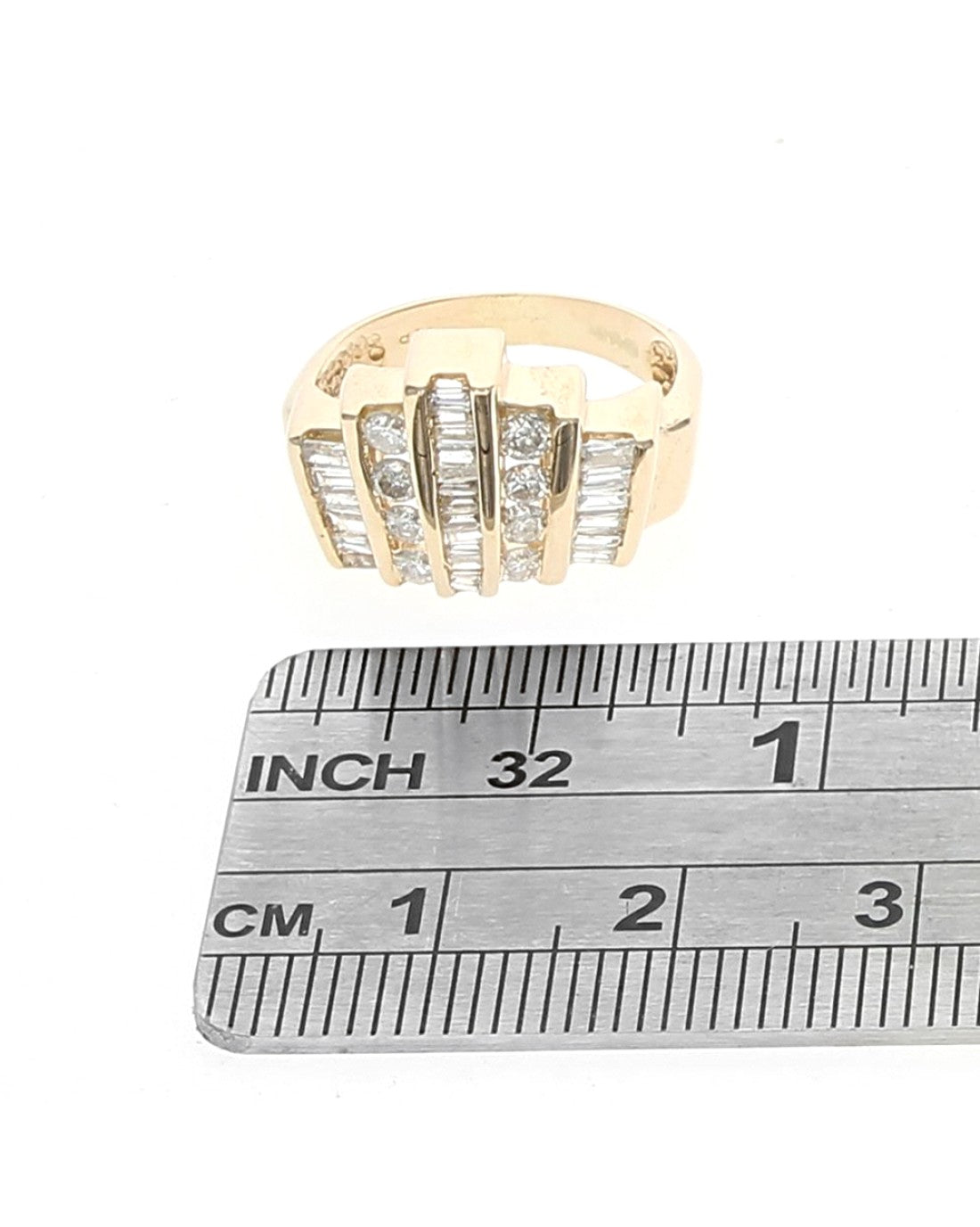 5 Row Alternating Baguette and Round Diamond Ring