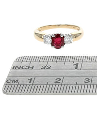 3 Stone Ruby and Diamond Ring