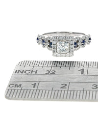 Vera Wang Love Collection Princess Center Diamond Sapphire Engagement Ring