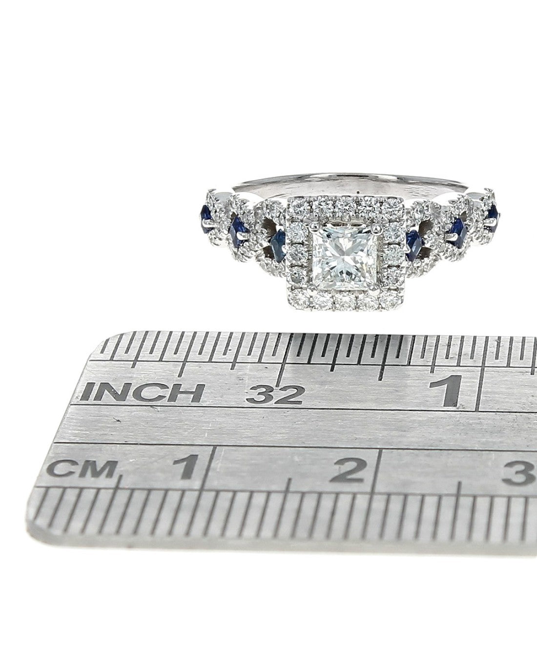 Vera Wang Love Collection Princess Center Diamond Sapphire Engagement Ring