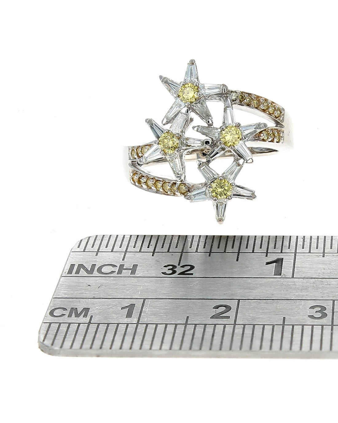 Yellow and White Diamond Stars Ring