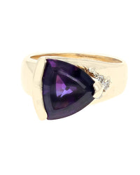 Amethyst and Diamond Accent Ring in Yellow Gold