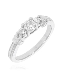 3 Stone Diamond Engagement Ring in White Gold