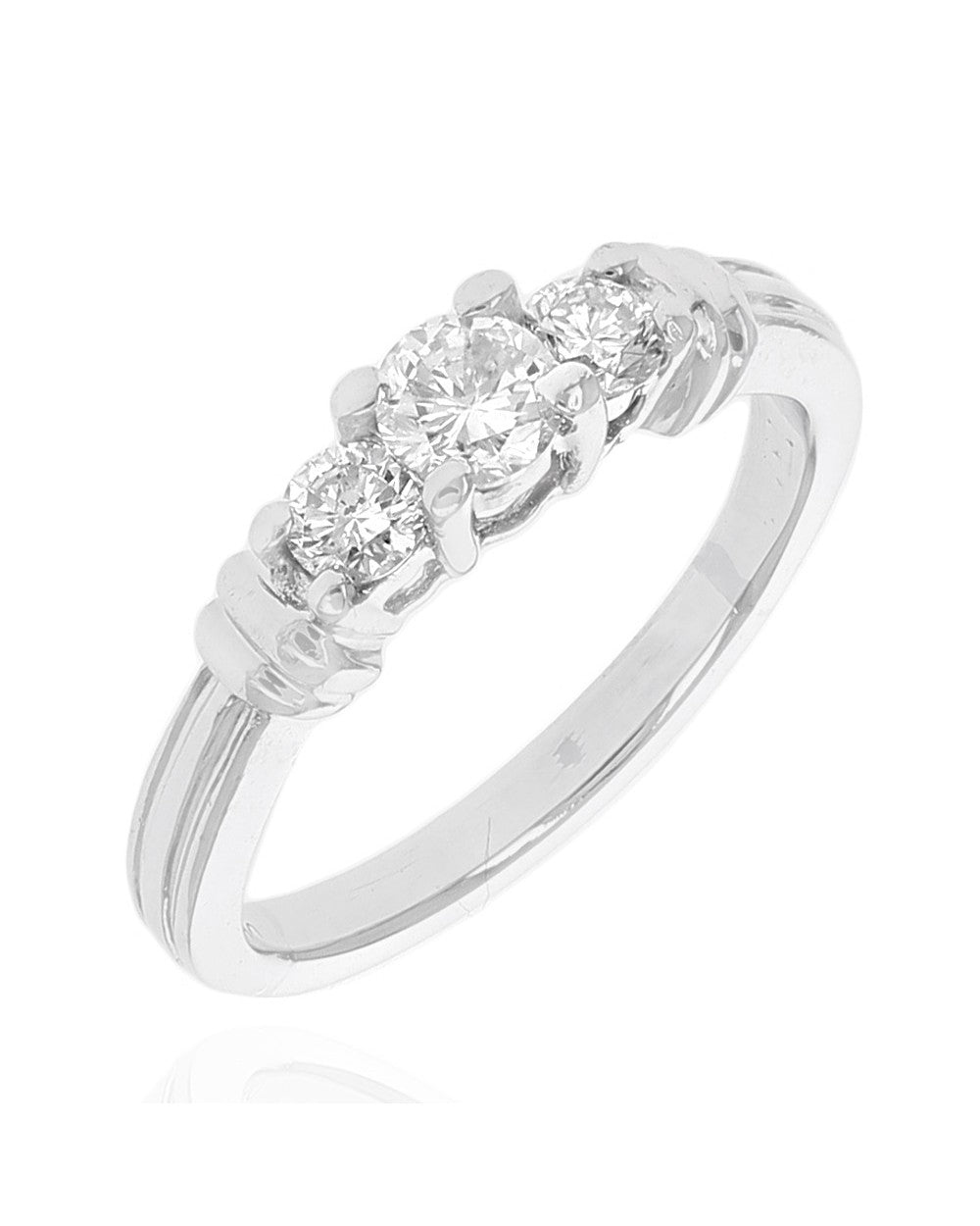3 Stone Diamond Engagement Ring in White Gold