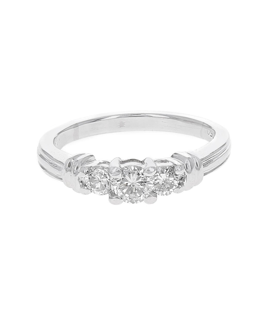 3 Stone Diamond Engagement Ring in White Gold