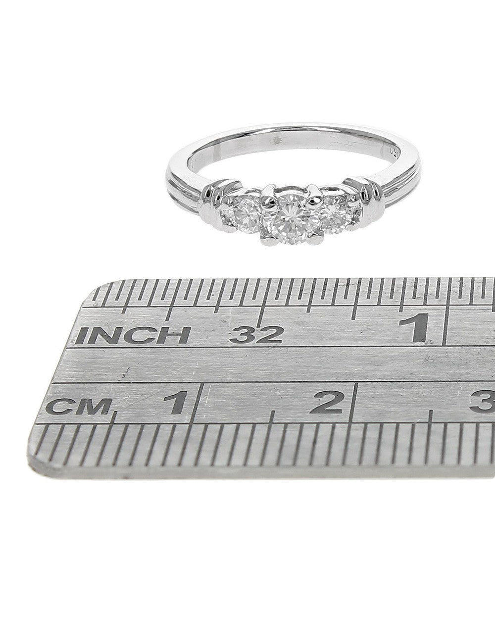 3 Stone Diamond Engagement Ring in White Gold