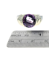 David Yurman Faceted Amethyst Ring in Silver and Gold