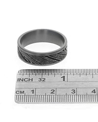 Gentlemen's Damascus Pattern Straight Edge Comfort Fit Band in Tantalum and Steel