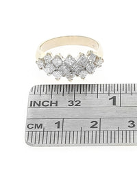 3 Row Princess Cut Ring in Yellow Gold