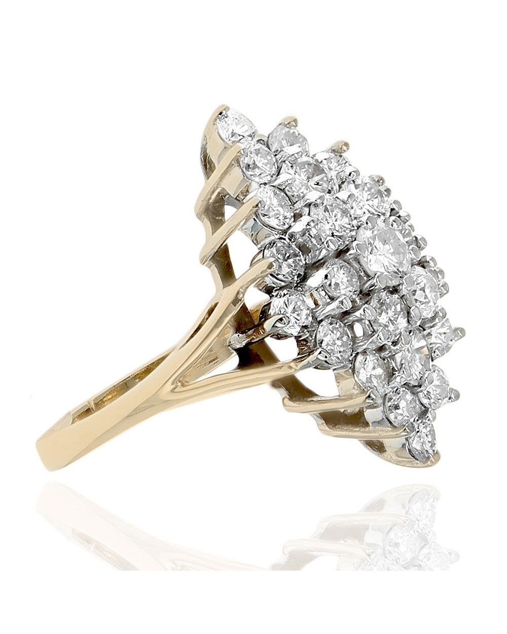 Diamond Elongated Cluster Ring