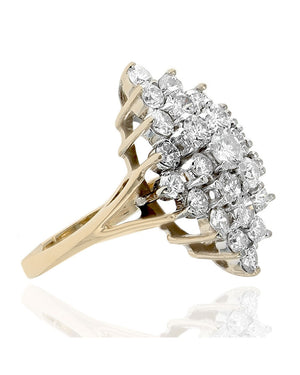 Diamond Elongated Cluster Ring