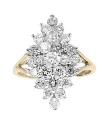 Diamond Elongated Cluster Ring