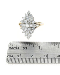 Diamond Elongated Cluster Ring
