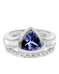 Trillion Tanzanite Diamond Tapered Ring