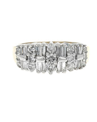 2 Row Alternating Round and Baguette Diamond Ring