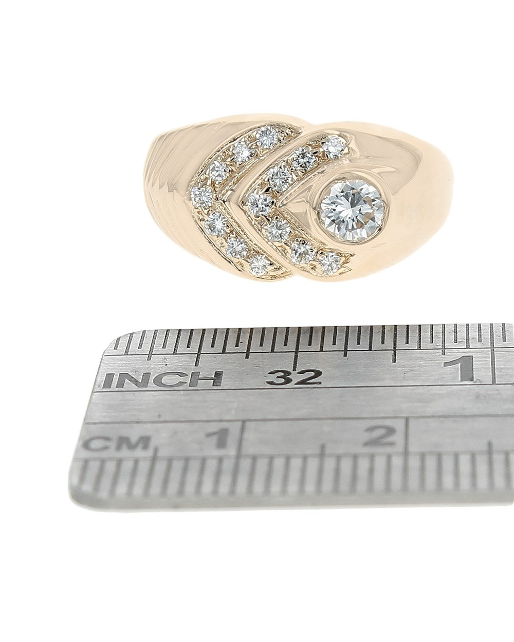 Gentlemans Diamond Step Side Ring
