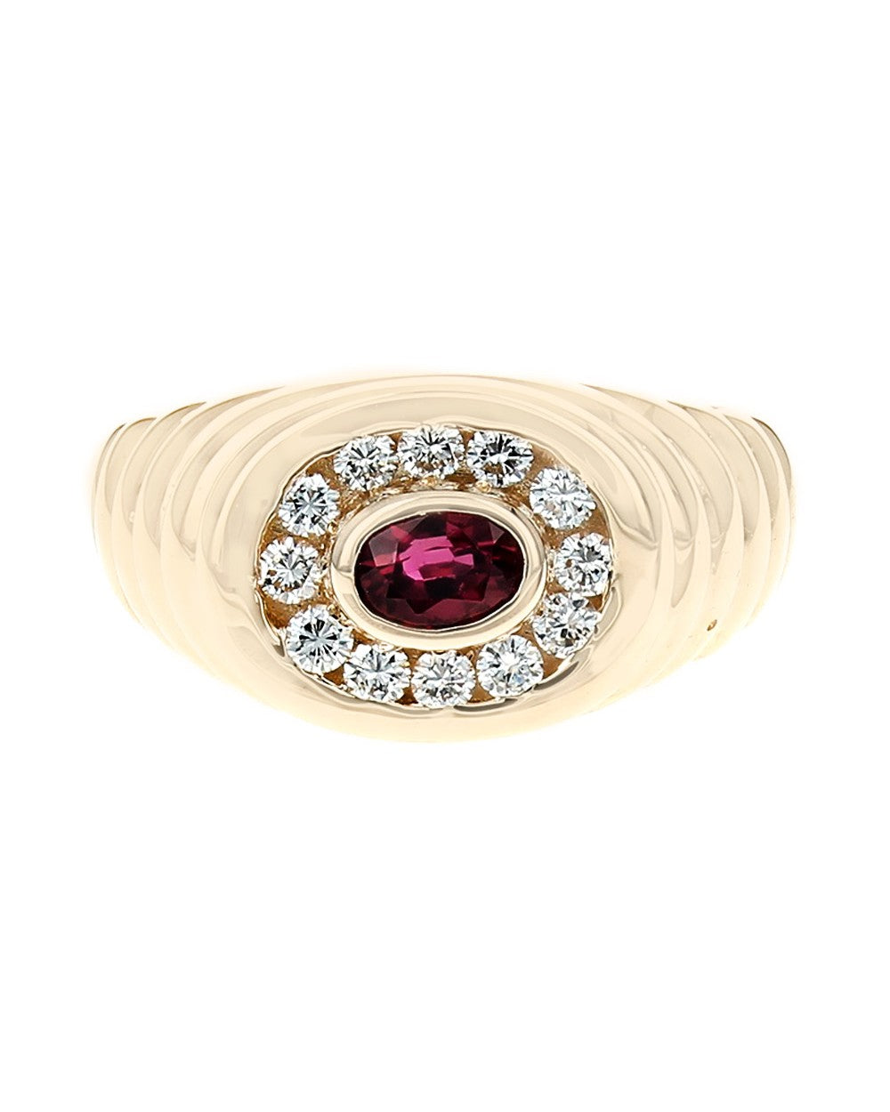 Gentlemans Ruby and Diamond Step Side Ring
