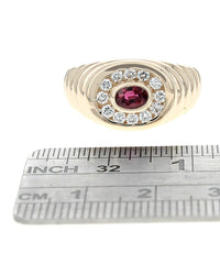 Gentlemans Ruby and Diamond Step Side Ring
