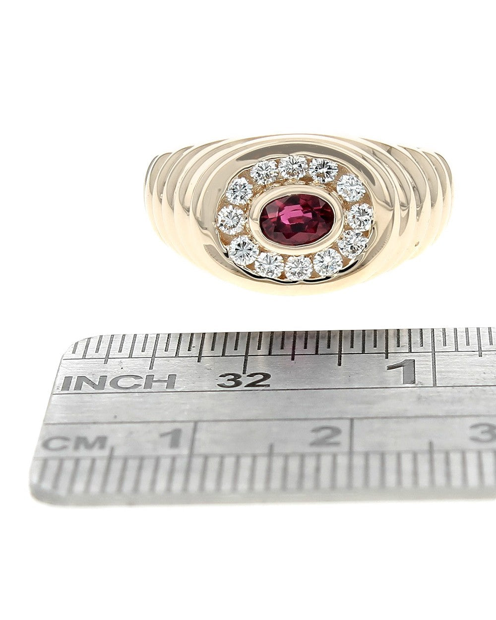 Gentlemans Ruby and Diamond Step Side Ring