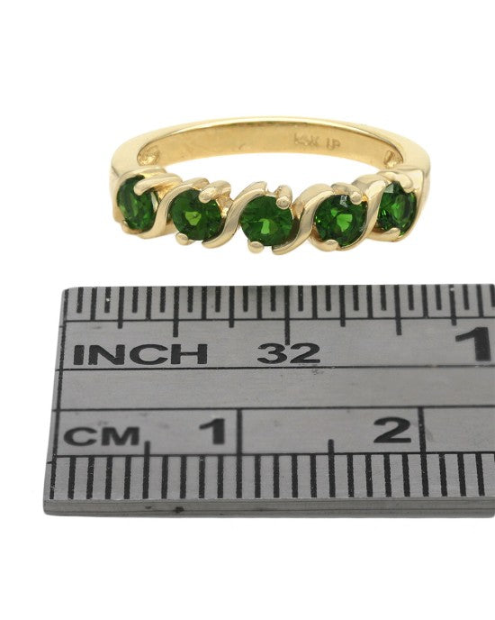 Tsavorite S Motif Ring in Yellow Gold