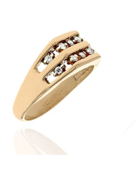 Two Row Diamond Open Cut Ring in Yellow Gold