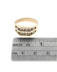Two Row Diamond Open Cut Ring in Yellow Gold