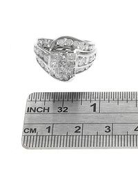 3 Row Diamond Bypass Ring in White Gold