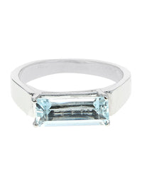Aquamarine Solitaire Ring in White Gold