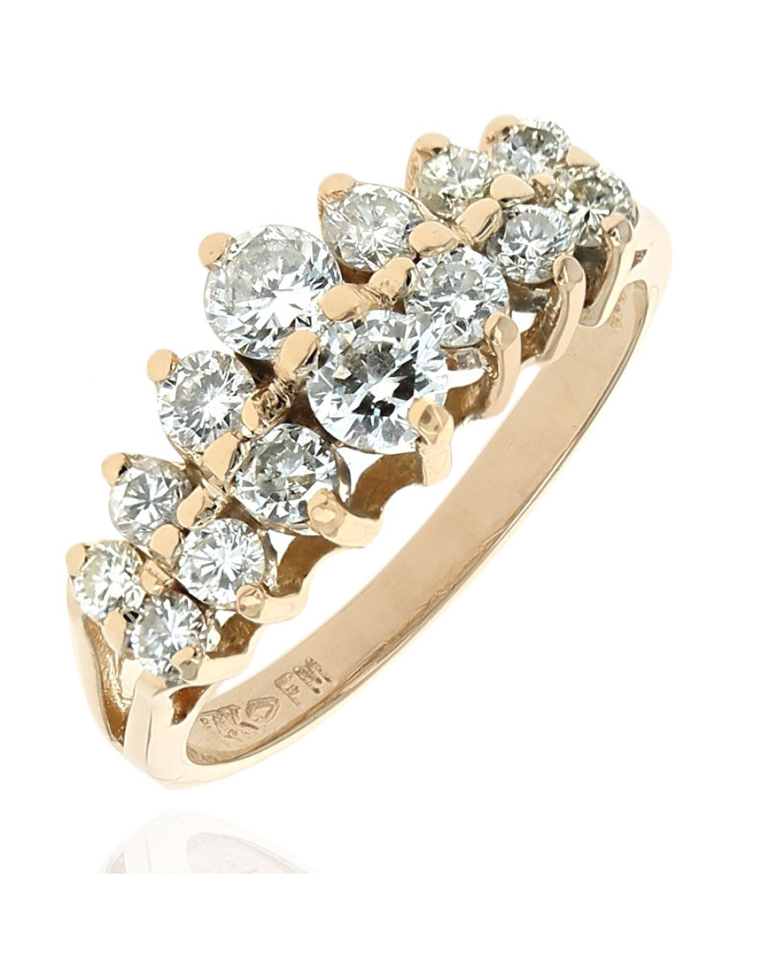 Diamond Rooftop Ring in Yellow Gold
