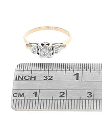 Vintage Diamond Engagement Ring in White and Yellow Gold