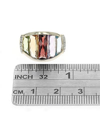 Multi Gemstone Tapered Ring in Yellow Gold