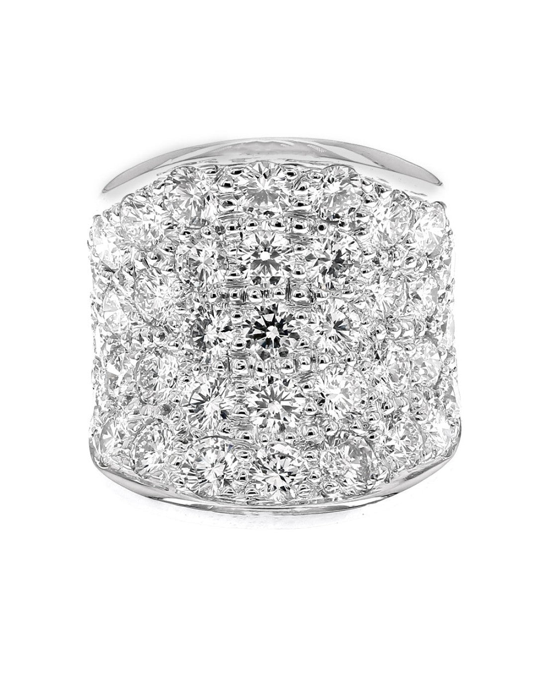 Diamond Pave Concave Saddle Ring in Platinum