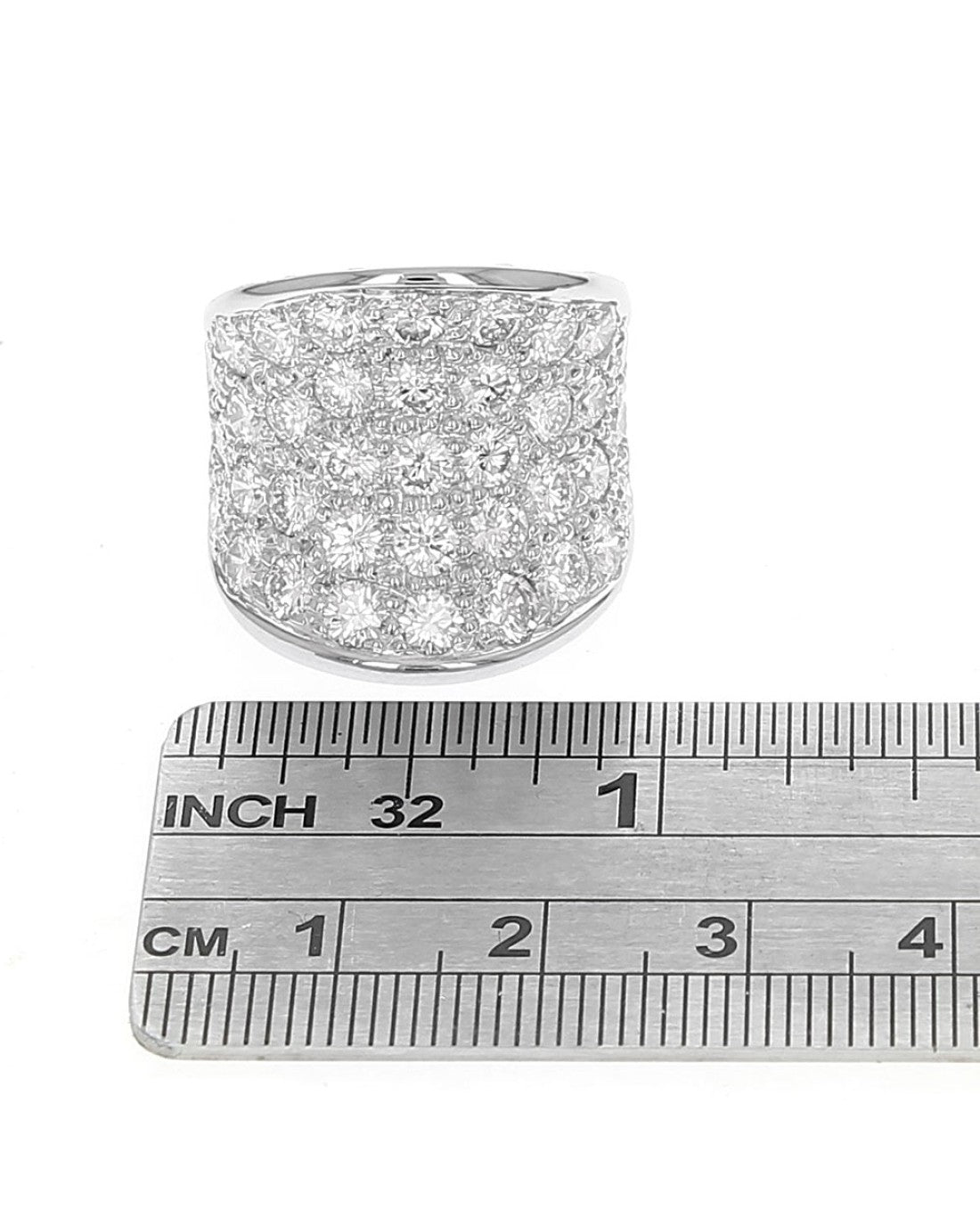 Diamond Pave Concave Saddle Ring in Platinum