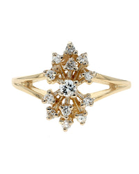 Diamond Cluster Split Shank Ring in Gold