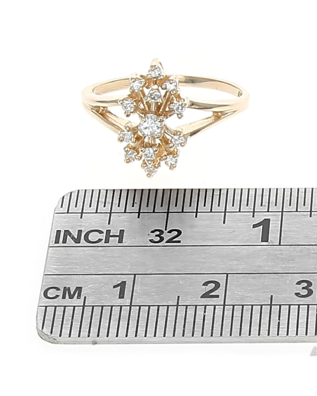 Diamond Cluster Split Shank Ring in Gold