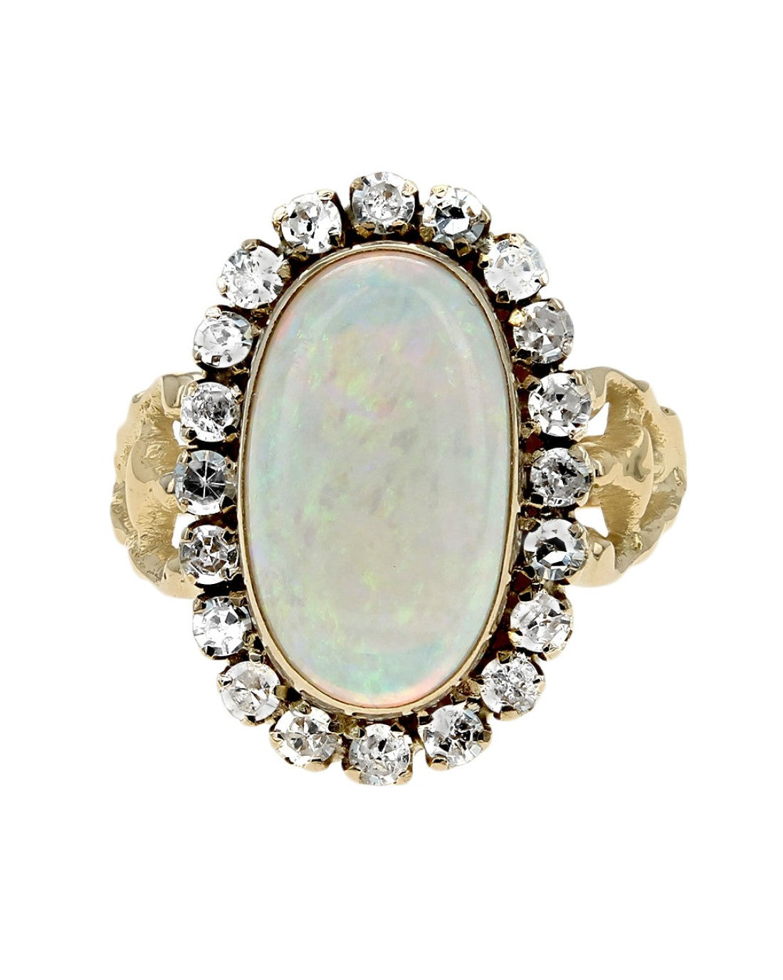 Ethiopian Opal and Diamond Halo Ring