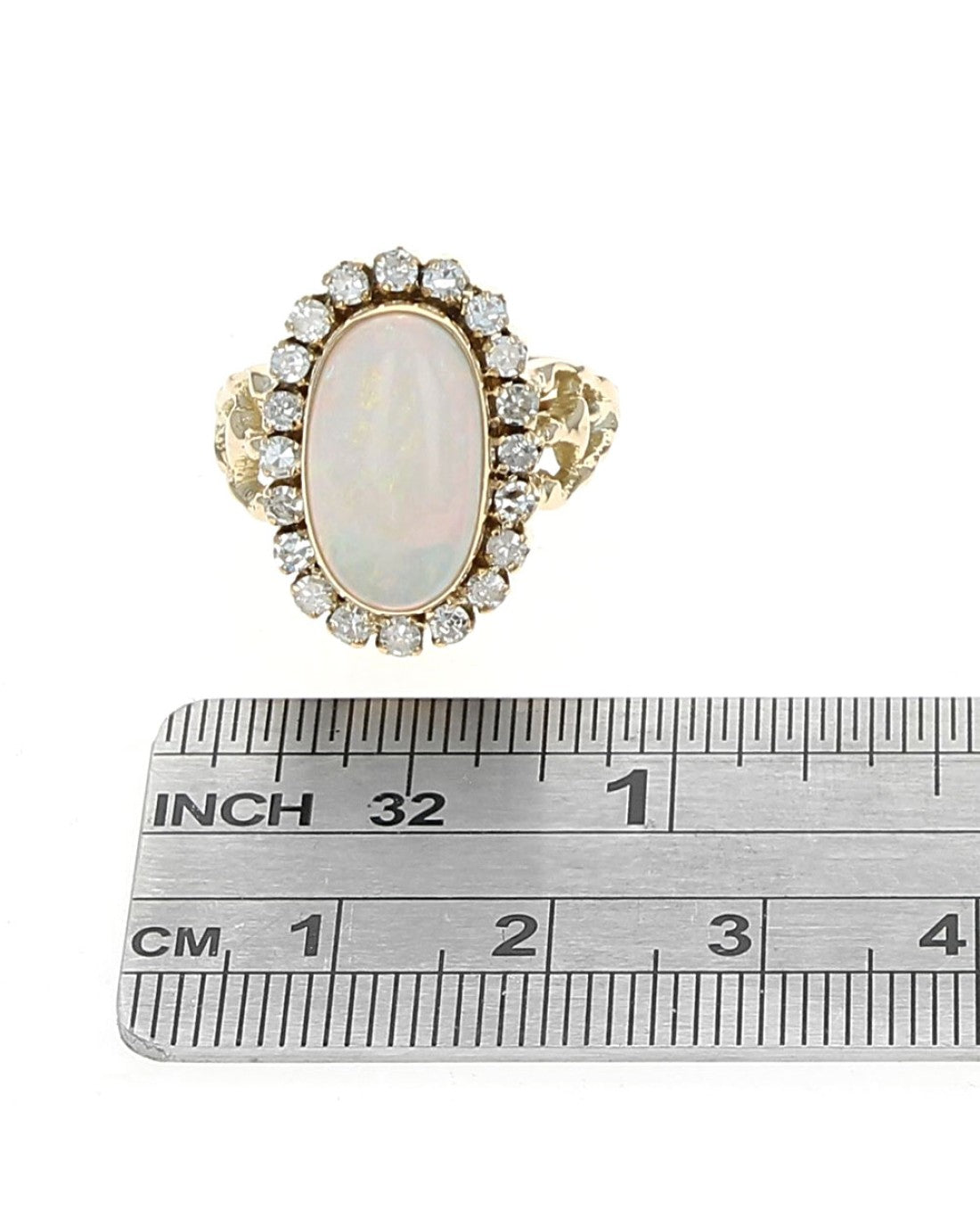 Ethiopian Opal and Diamond Halo Ring
