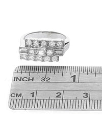 3 Row Round and Baguette Diamond Staggered Ring