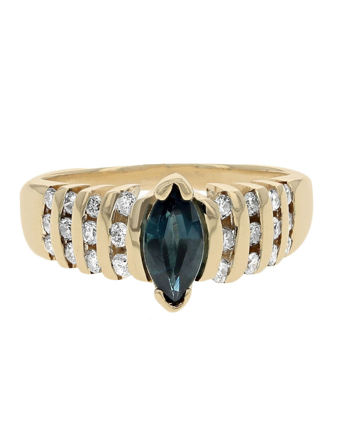 Blue Sapphire and Diamond Ring in Yellow Gold