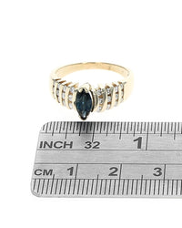 Blue Sapphire and Diamond Ring in Yellow Gold