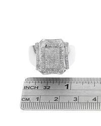 Gentlemen's Diamond Screw Accent Ring in White Gold