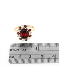 Pyrope Garnet and Diamond Halo Ring