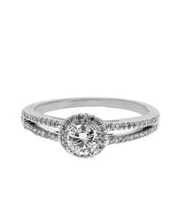 Diamond Halo Split Shank Engagement Ring