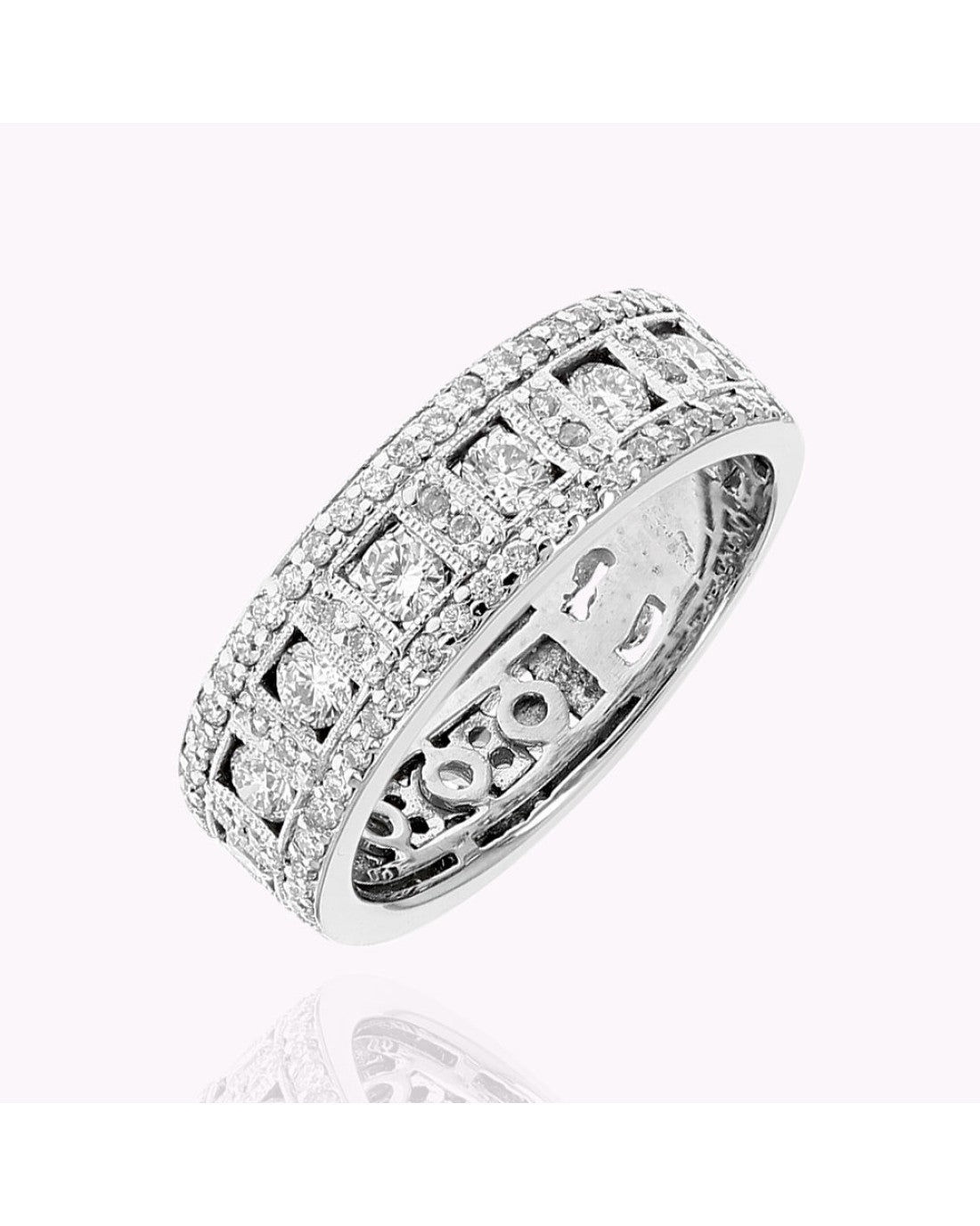 Framed Diamond Milgrain Band in White Gold